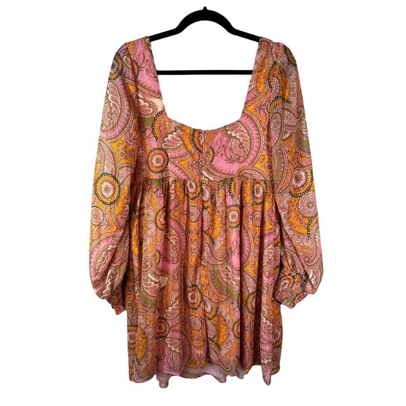 BCBGeneration New Womens Paisley Mini Babydoll Dress Pink Orange 8 Fairy Cottage - Picture 3 of 16